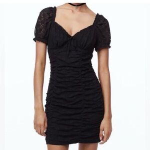 NWOT—Elegant Black Ruched Dress-Divided by H&M